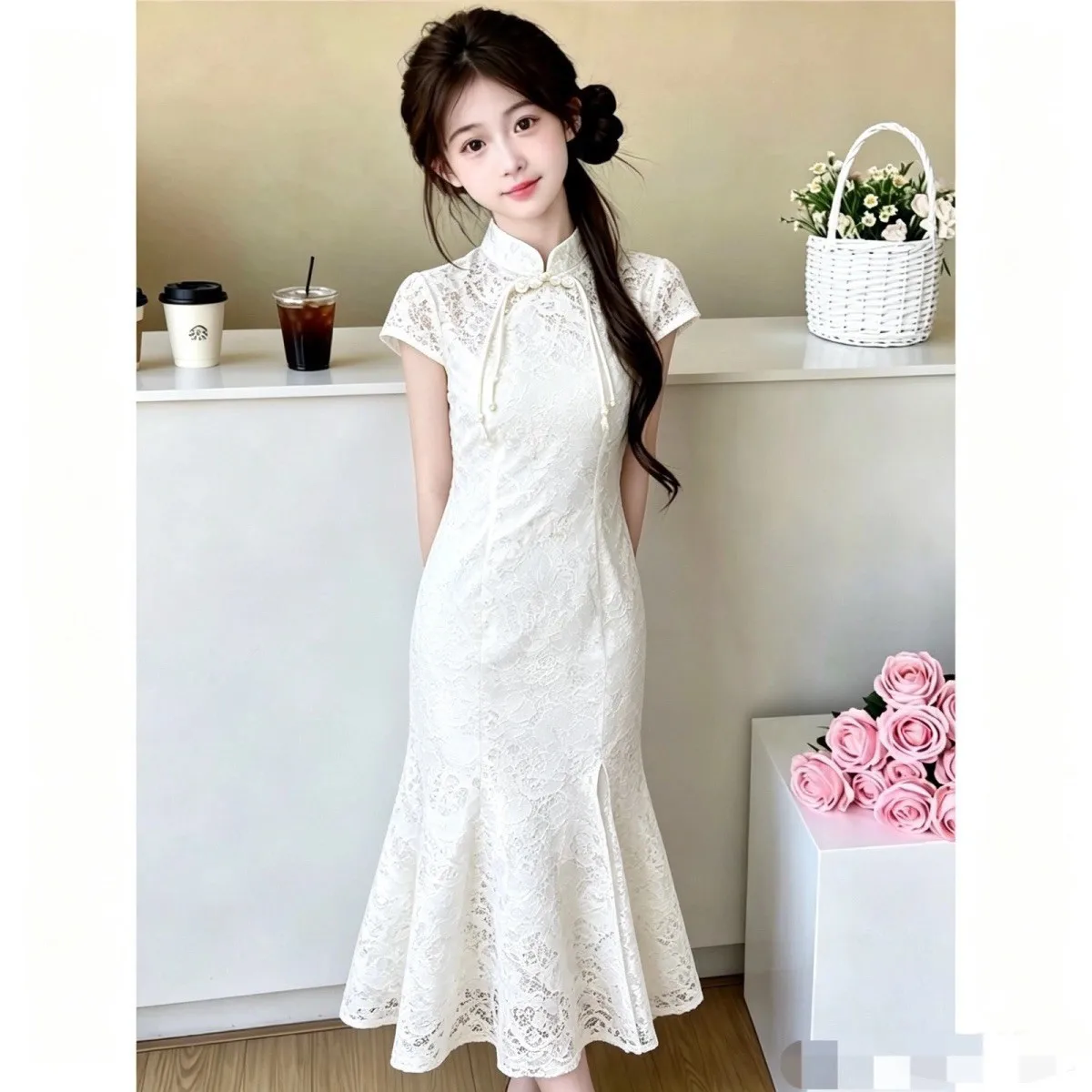 New Summer Girls Cheongsam Dress Kids Chinese Style Tang Suit Formal Gown High-End Mermaid Children Clothing Traditional Hanfu