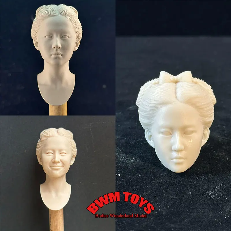 Unpainted DIY 1/6 Scale Female Soldier Liu Yifei White Model Head Chinese Film TV Actors Head Sculpt For 12in Action Figure Doll