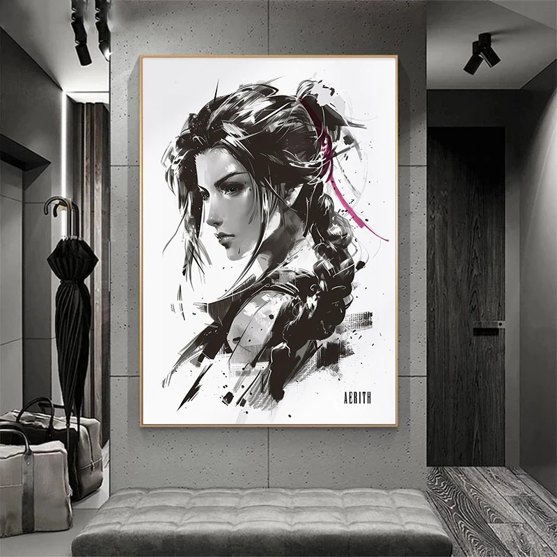 Classic Video Games Final Fantasy VII Character Poster Watercolor Prints Canvas Painting Wall Art Pictures Home Room Game Decor