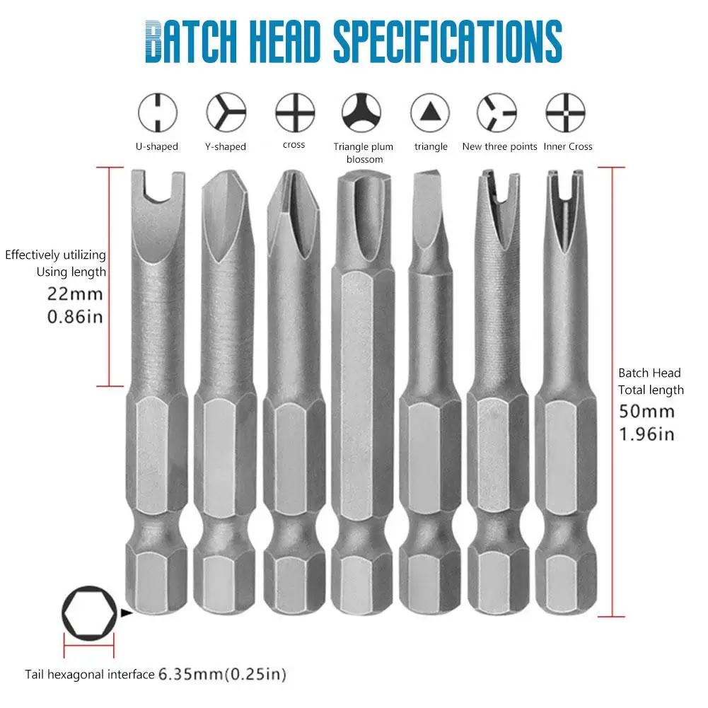 5/7/13pcs Special-shaped Screwdriver Set 50mm Magnetic Vanadium Bits For Repair  Y-Type Triangle Cross 3-Point Screwdrive