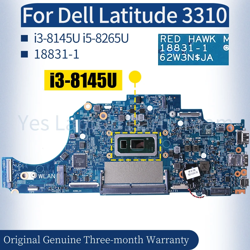 For Dell Latitude 3310 Laptop Mainboard 18831-1 06F881 06F816 i3-8145U i5-8265U Notebook Motherboard 100％ Tested