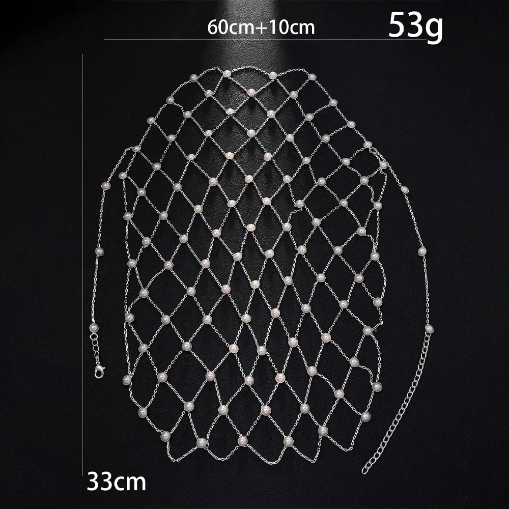 Elegant Imitation Pearl Mesh Headpiece Hat Wedding Hair Decoration Handmade Boho Metal Head Chain Cap Prom Jewelry Adjustable