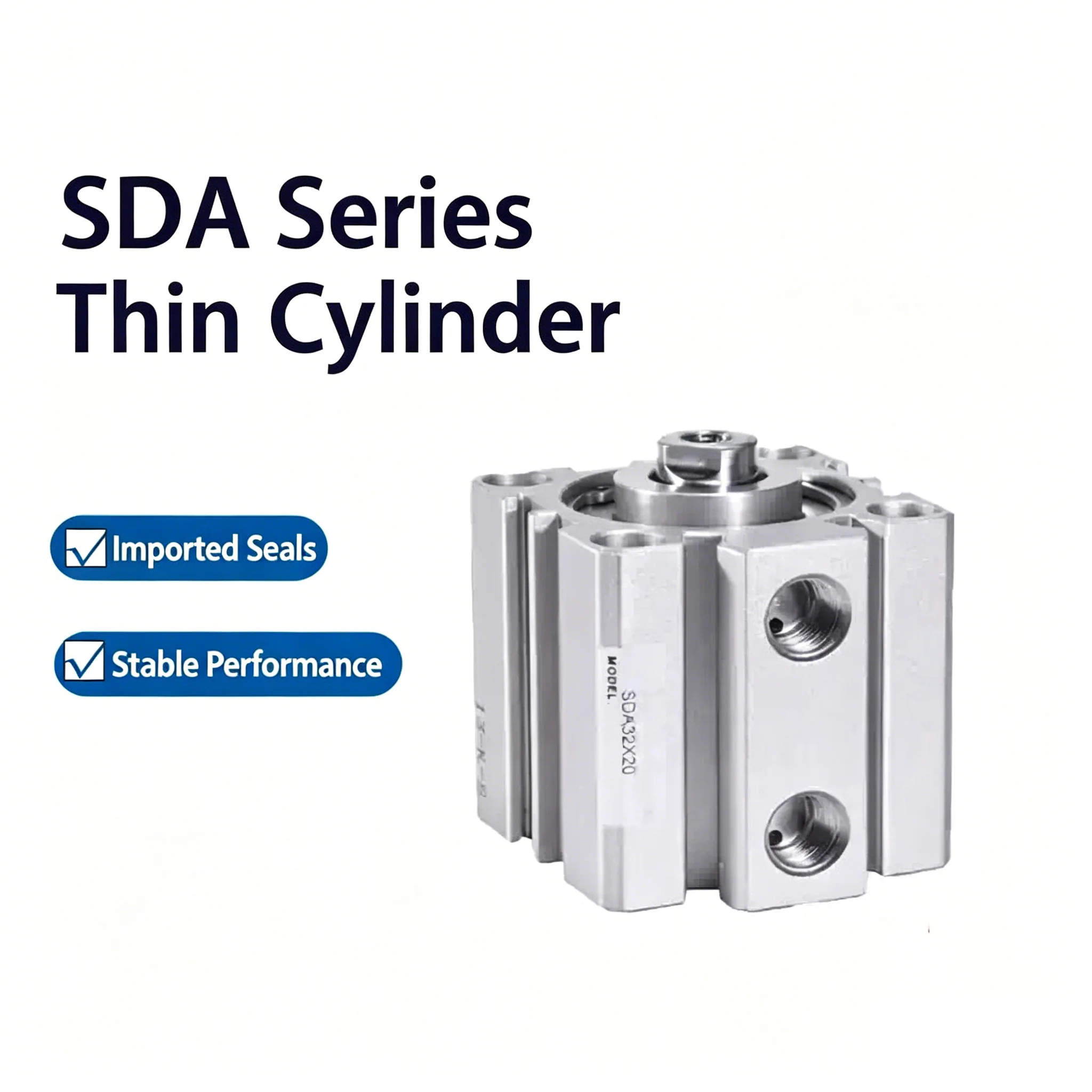 Compact Air Pneumatic Cylinders SDA 16/25/50/100mm Bore Double Acting 5/10/20/30/40/50/60/70/80/90/100mm Stroke