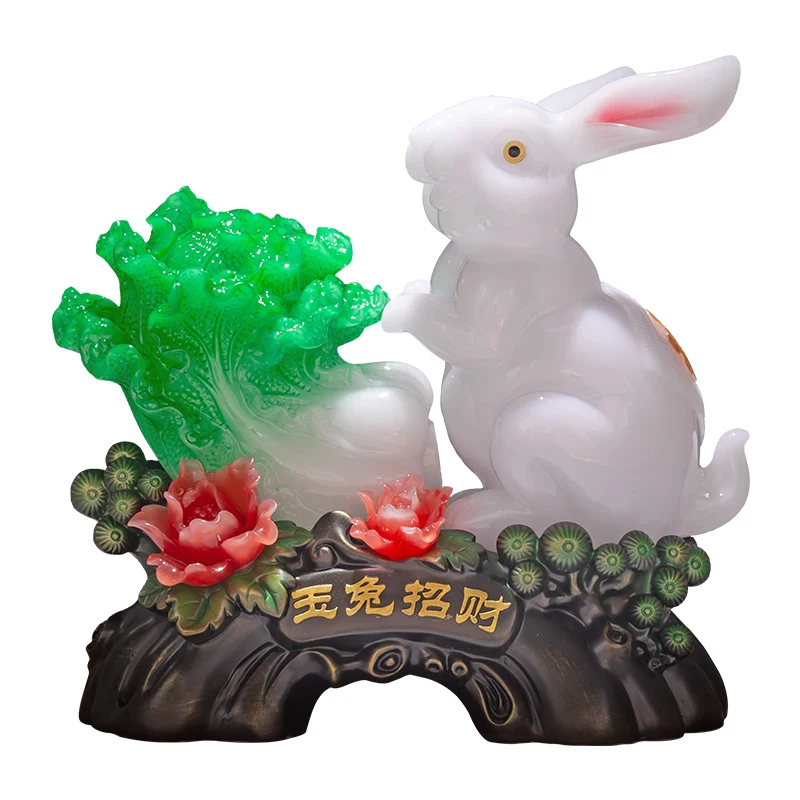 

Home decoration accessories Imitation Jade Rabbit Ornament Resin Crafts Gift for opening a company store Resin Crafts ornaments