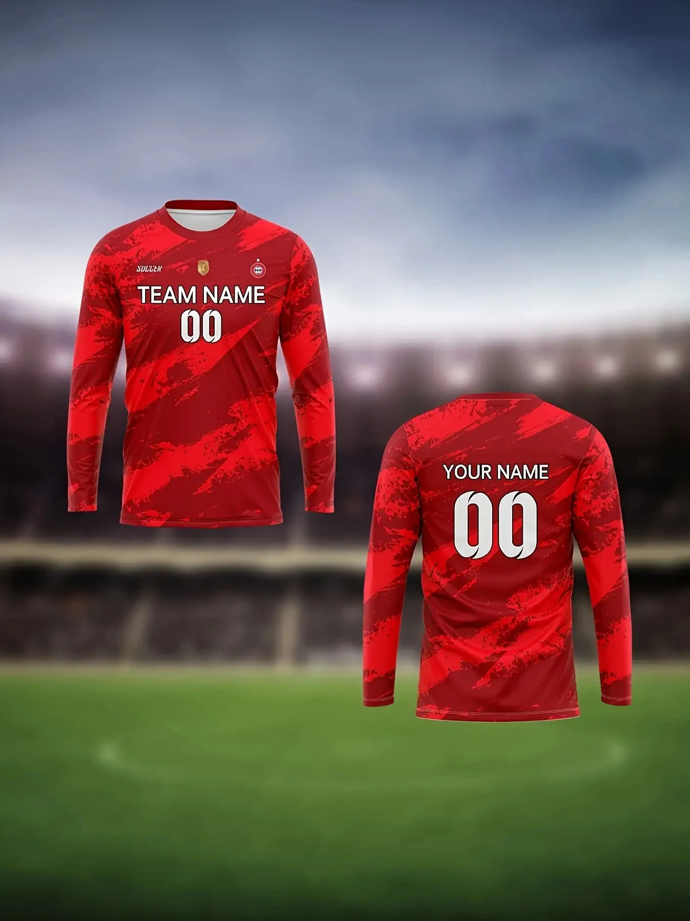 

Moisture-Wicking Breathable Fabric, Long Sleeve Training Shirt with Front/Back Printing, All-Season Comfort for Soccer