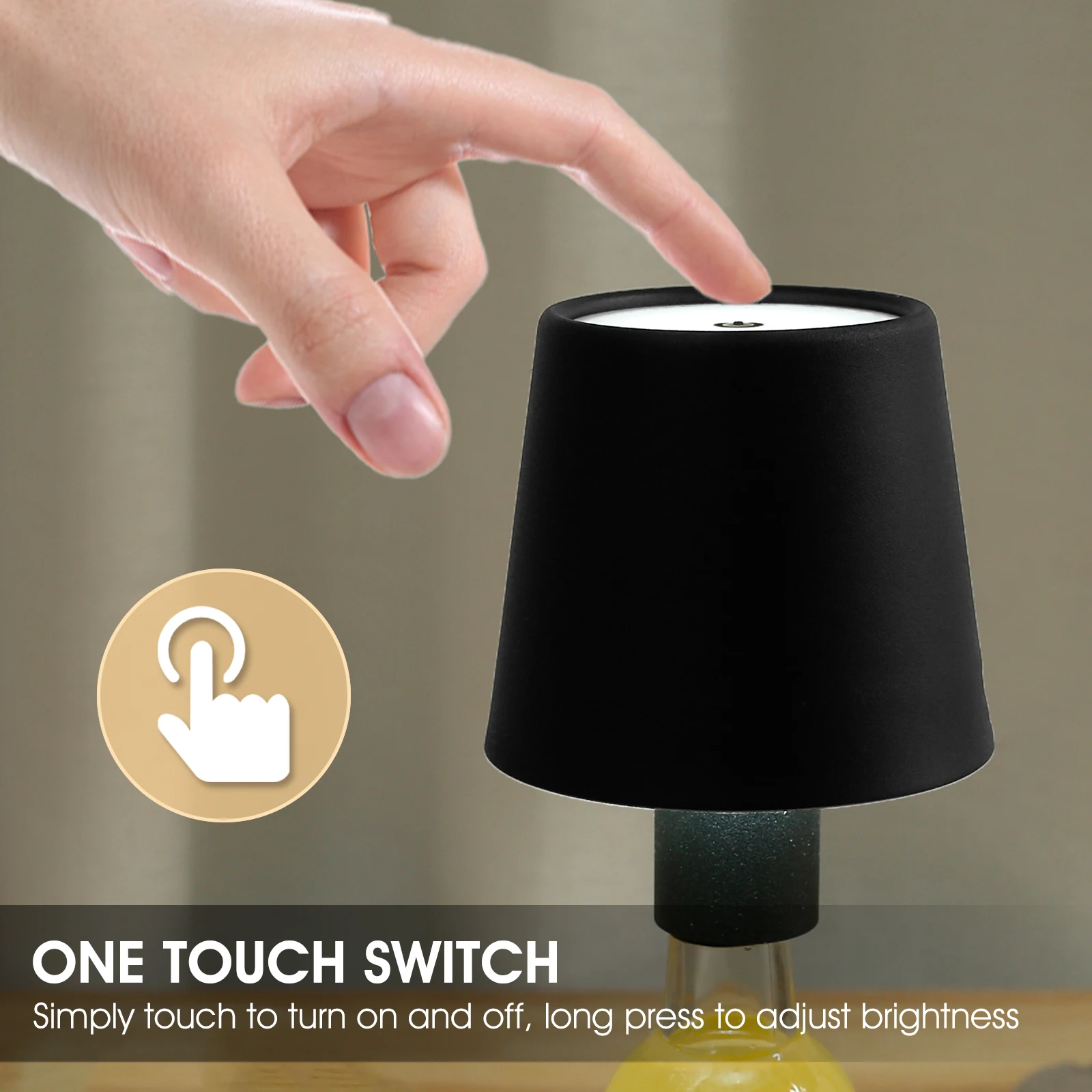 LED Wine Bottle Lamp 3 Colors Dimmable Wine Bottle Light Touch Control Cordless Table Lamp 4000mAh USB Rechargeable Table Light