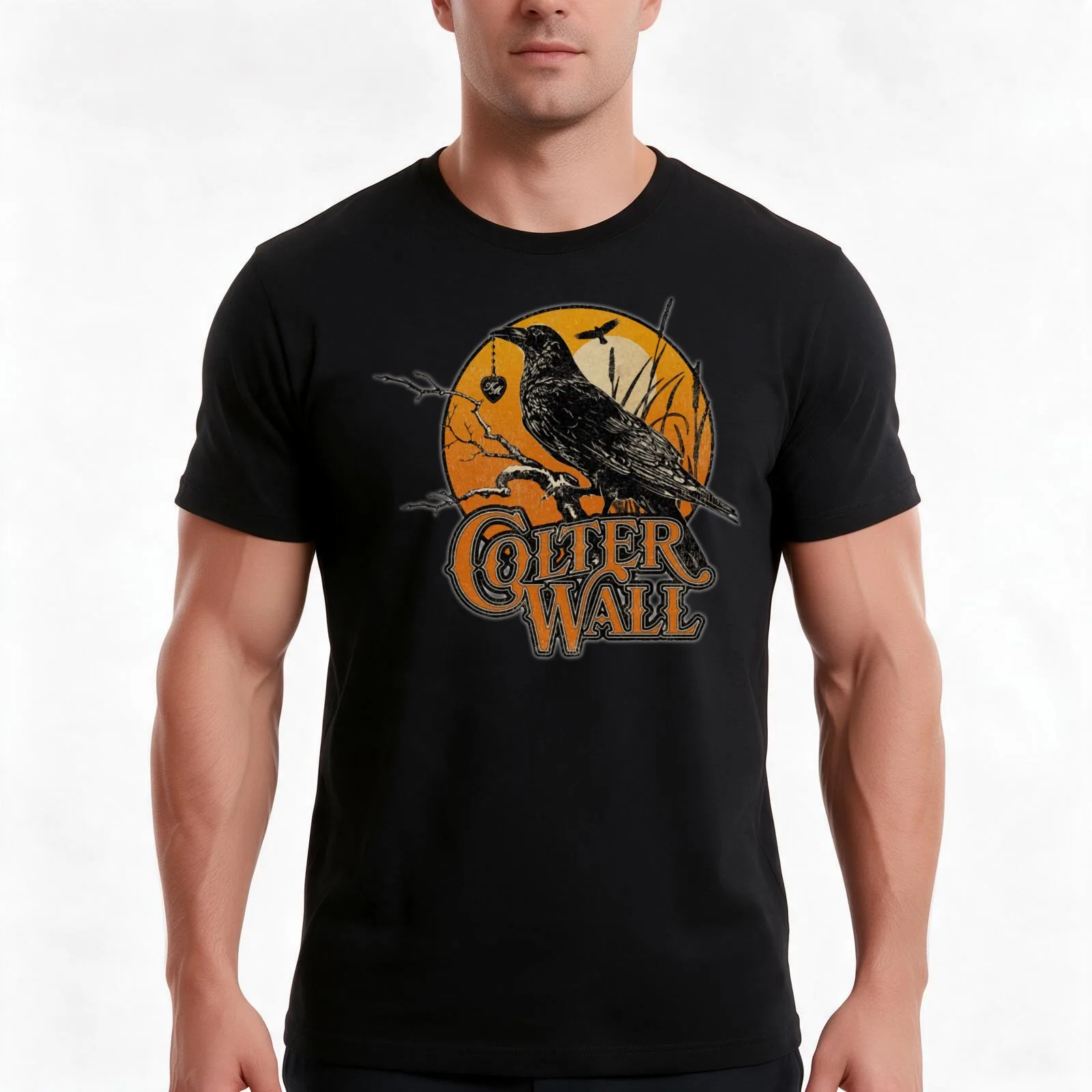 Colter Wall T-Shirt, Summer Casual Cotton Tee, Oversized Streetwear Tops, Vintage Graphic Print, Loose Fit Short Sleeve