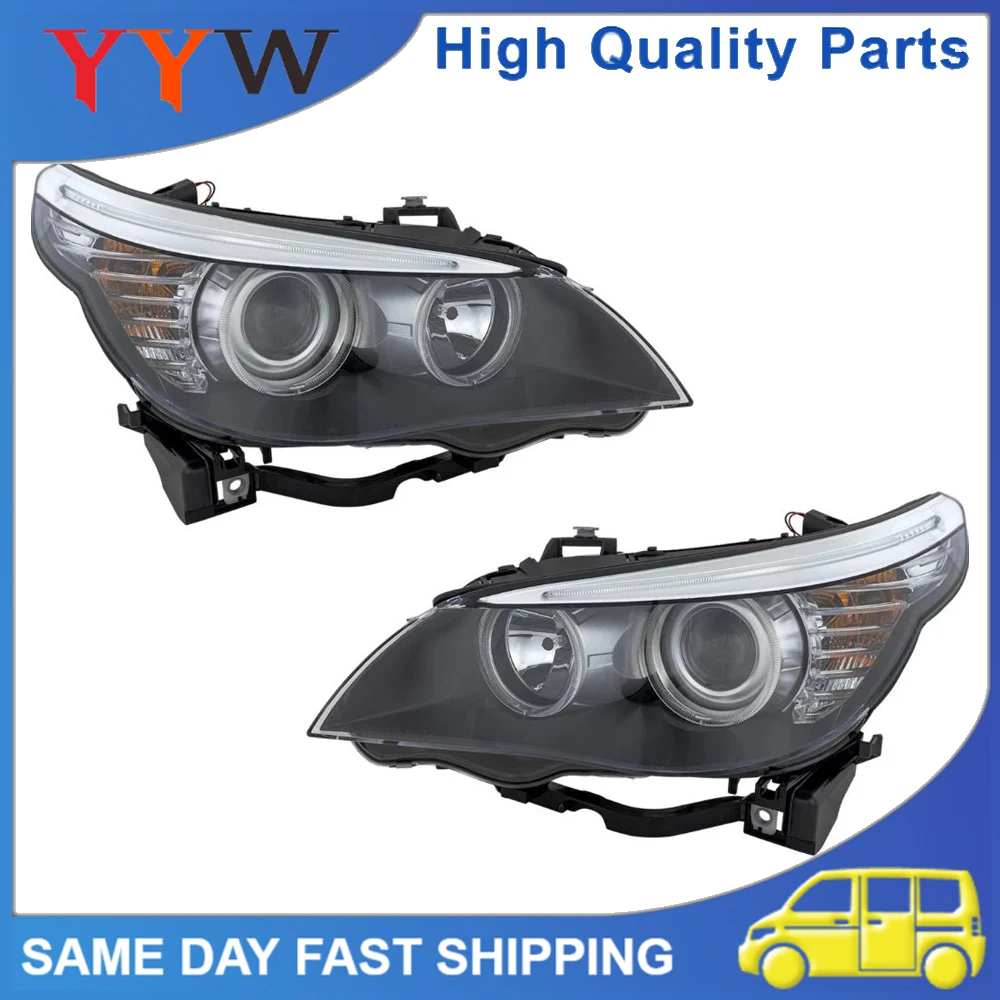 

1Pair High Quality Car Front Halogen Headlight With Bulb Left Right Durable 63127177732 63127177731 For BMW 5 Series 2008-2010