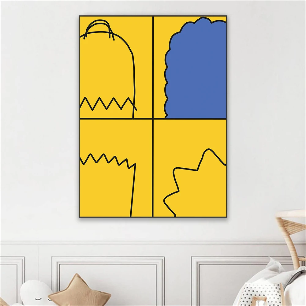 The Simpsons Poster Disney Simpson Family Canvas Painting Minimalist Poster Prints Wall Art Mural Living Room Home Decoration