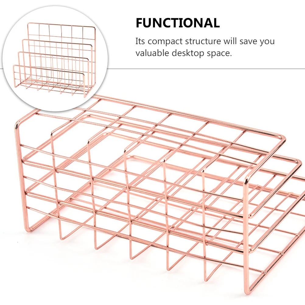 Iron File Rack Document ganizer Desktop Storage Shelves Letter Holder Office Supplies Large Capacity 3 Slots Compact Efficient