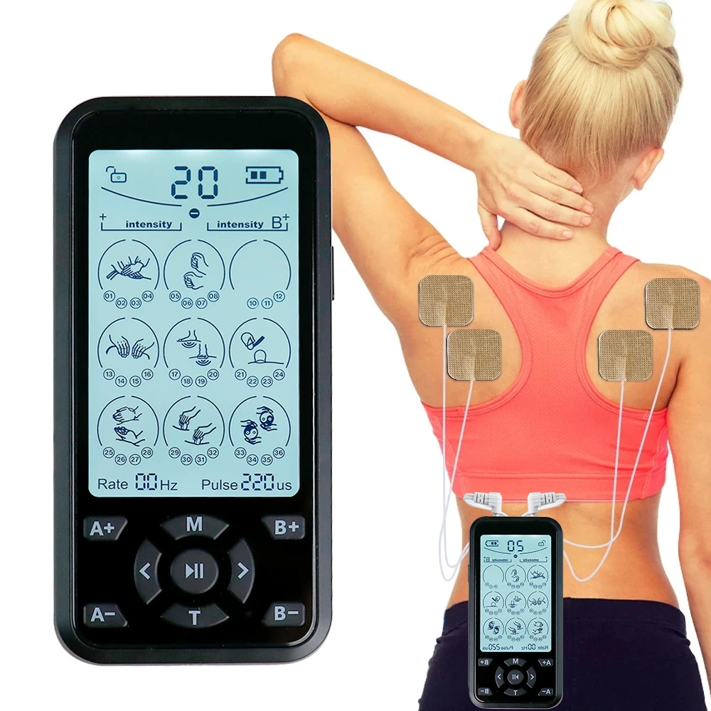 

New TENS 36 Mode Electronic Pulse Massager EMS Muscle Stimulator Physiotherapy Dual Output Acupuncture Meridian for Home Use