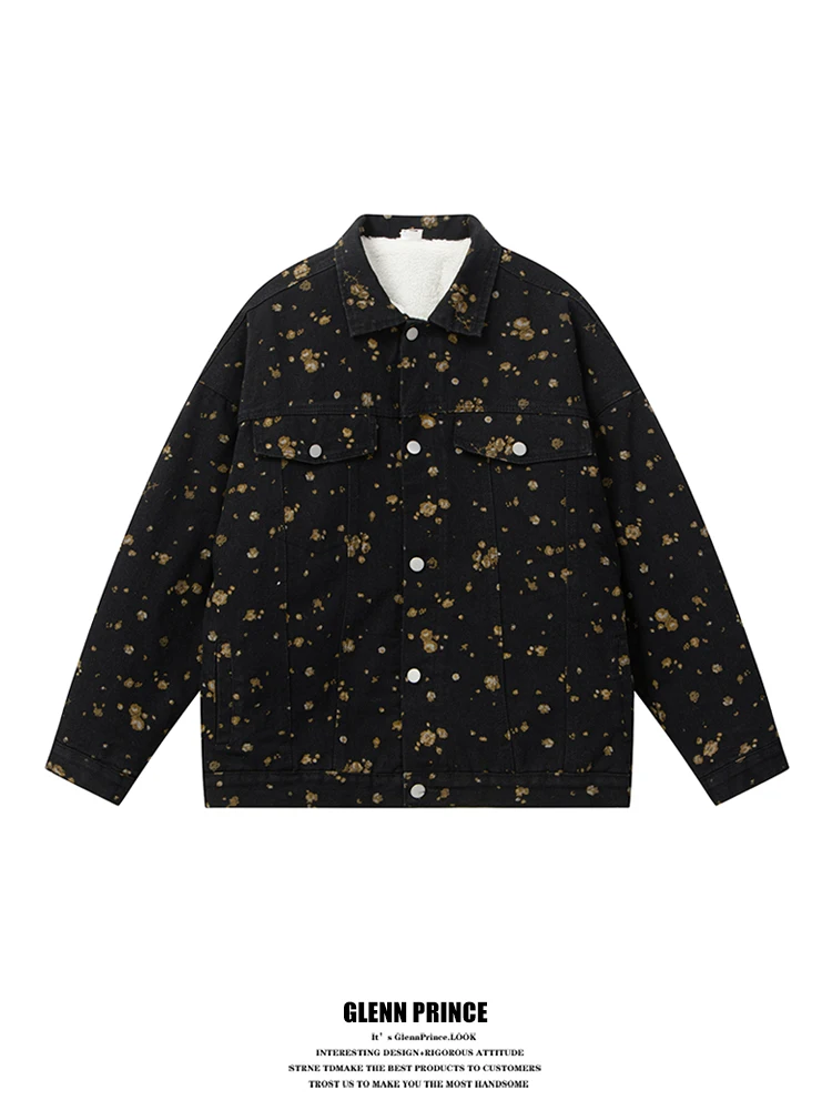 

GPstudio American Sle High Street Bad Boy Denim Jaet Men's Fce Winter Retro Loose Lamb Velvet Cotton Coat