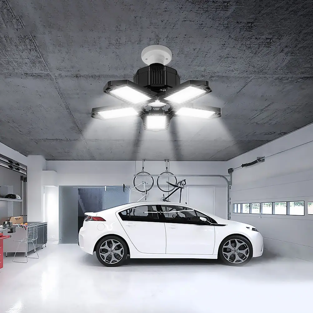 

Светодиодный регулируемый светильник для гаража 80 Вт, ультраяркий, 5-панельный, деформируемый, потолочный, для склада, мастерской, подвала, освещения для работ