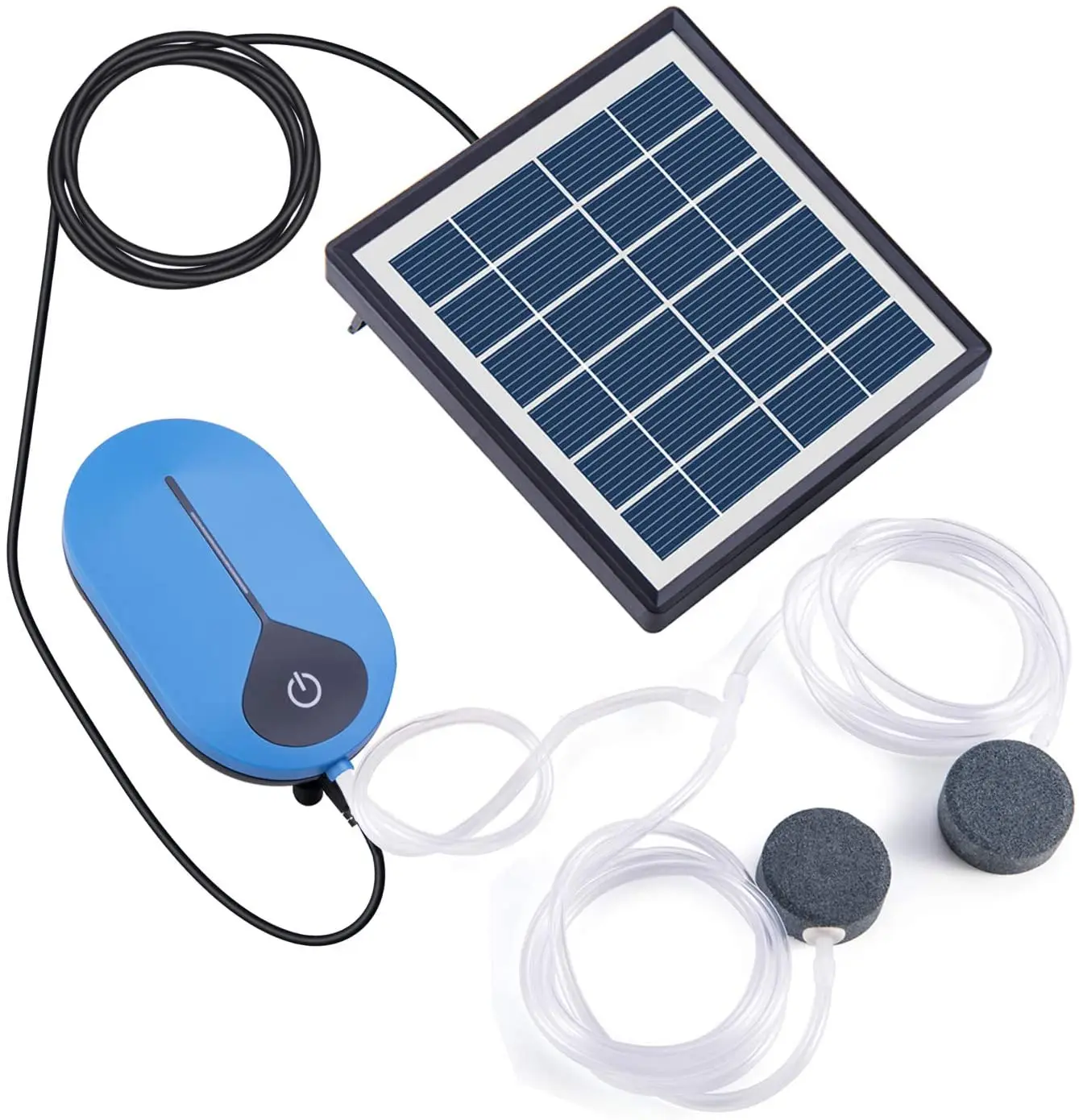 

Solar Air Pump Kit Battery Spare with Air Hose and Bubble Stone Pond Aerator Bubble Oxygenator Aquaponics Fish Tank