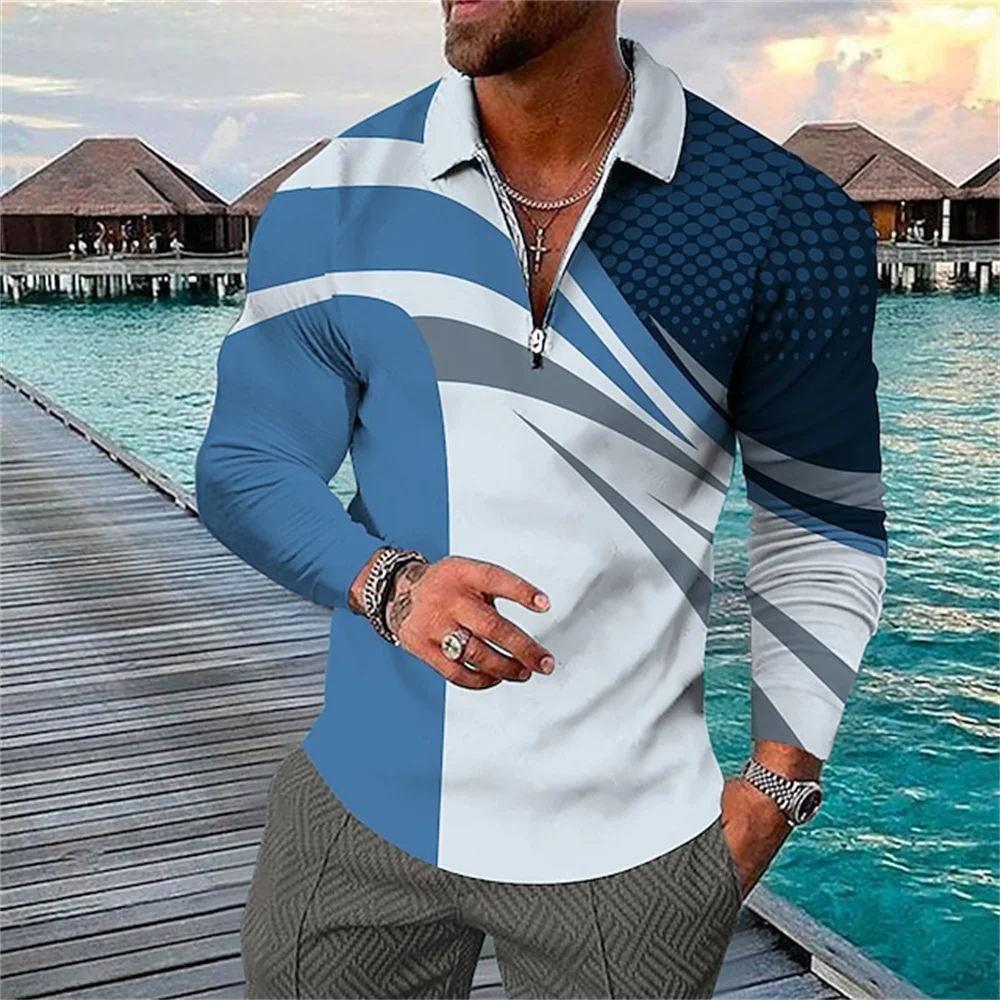 Geometric 3D Pattern Print Men's Polo Shirt Fashions Comfort Lapel Golf Shirts Mens Casual Street Sports Short Sleeve Polo Tee