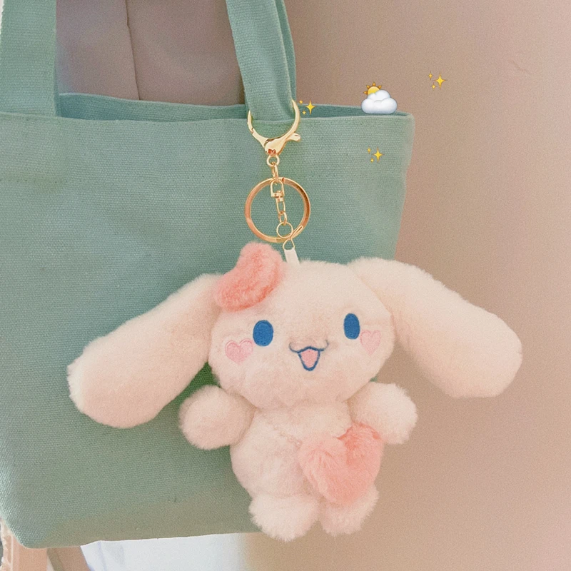 Carino Sanrio peluche portachiavi zaino ciondolo Cinnamoroll giocattoli per bambini figure Anime morbido farcito peluche bambola regalo di compleanno ornamento