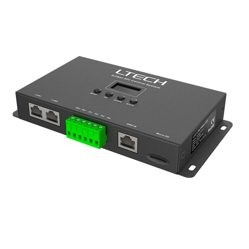 LTECH Artnet To SPI Converter Pixel Controller Ethernet DC5-24V TTL Digital Output Driving 680 1360 Dots 4 8 Universe