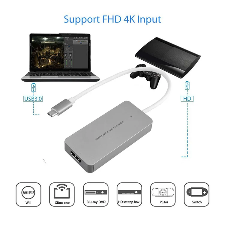 Ezcap265C Live-Streaming-Videoaufnahmegerät UVC HDMI zu Typ-C Typ-C-Game-Recorder