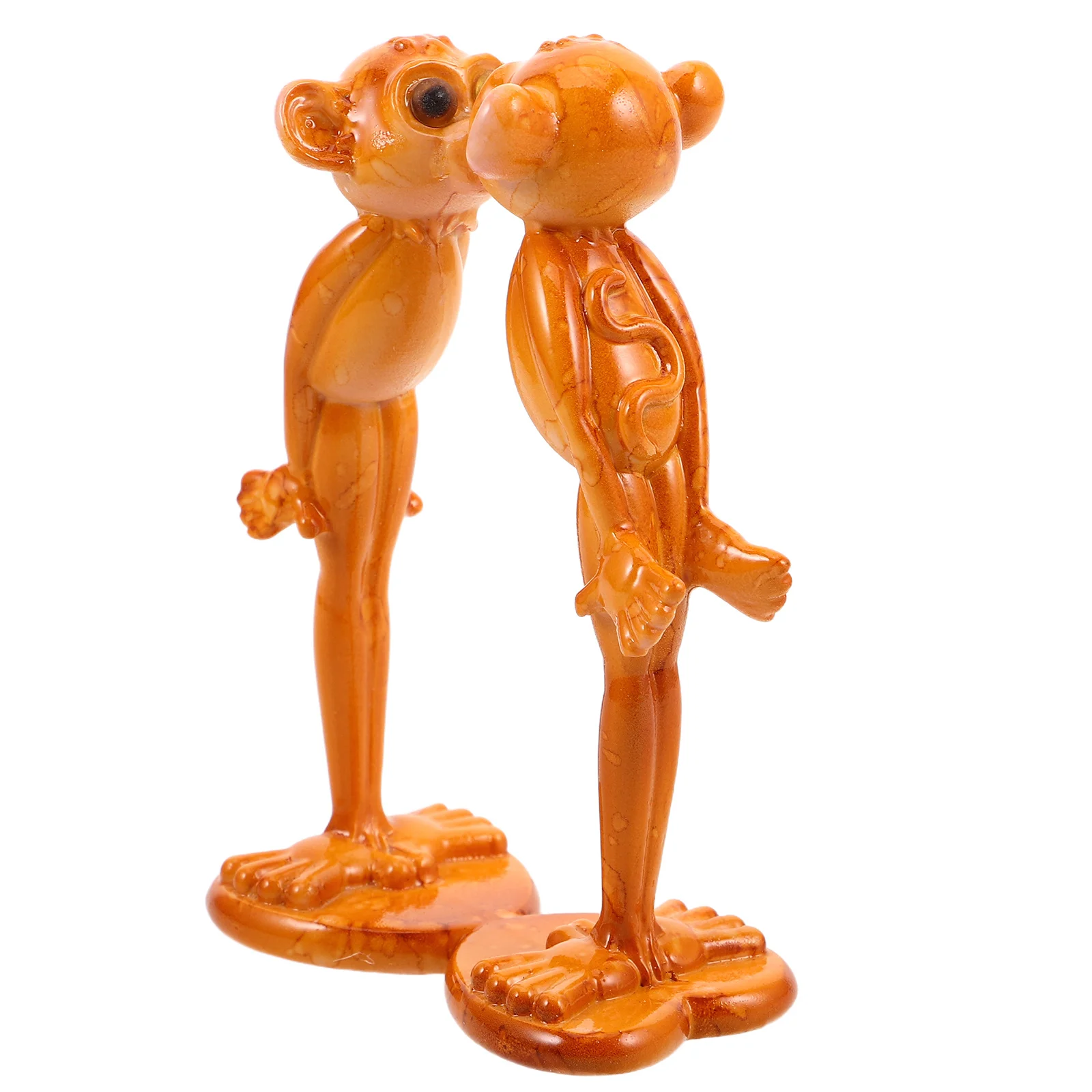 

Couple Monkey Ornaments Mini Statue Decorations Khaki Decorative Figurine Lovers