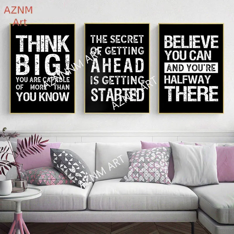 Modern Black Inspirational Quotes Canvas Poster Print Nordic Wall Decorative Picture for Living Room Bedroom Home Art Decoration