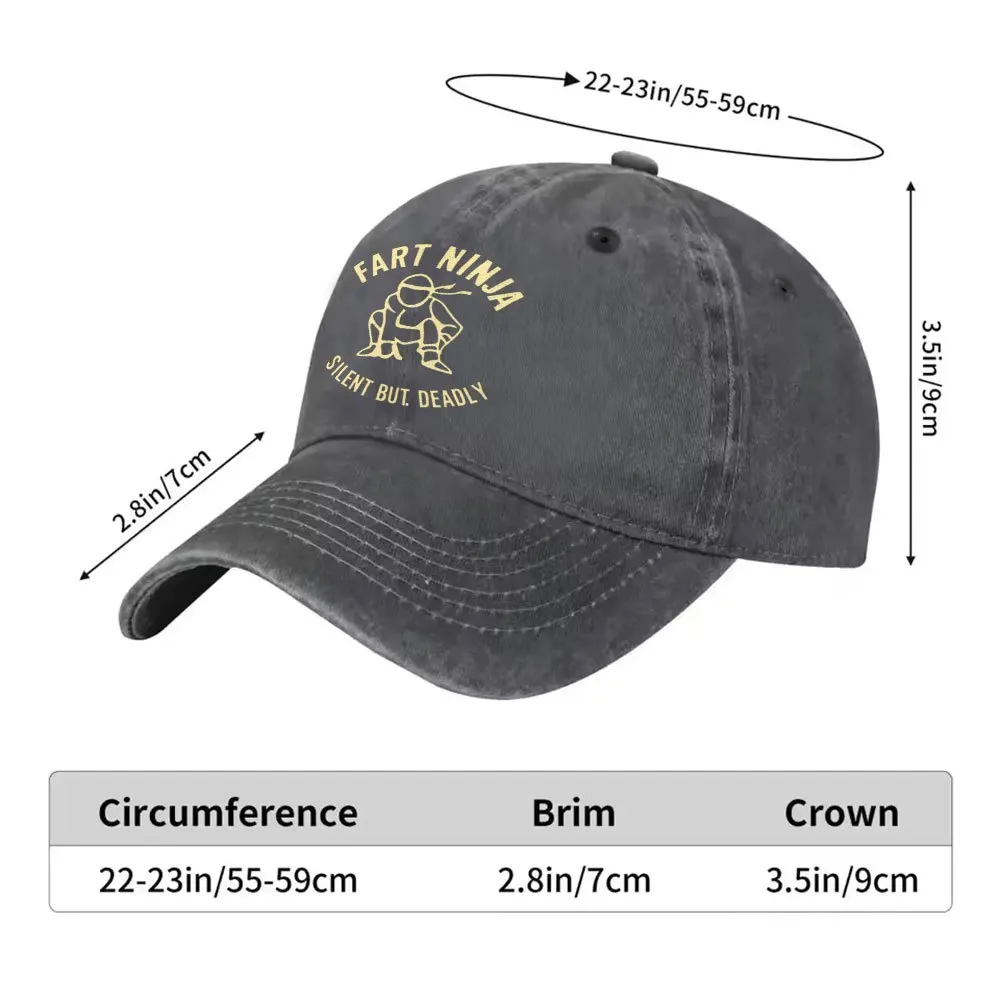 1pc Casual Fashion Fart Ninja Pattern Printed Washed Baseball Cap, Premium Versatile Outdoor Accessory, Unisex Duckbill Hat Suit