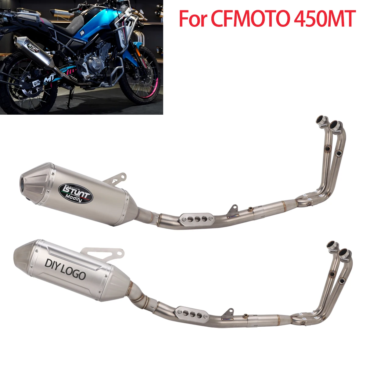 450MT Exhaust System Muffler Pipe Link Front Pipe For CFMOTO MT450 IBEX450 Euro 5+ Rally Escape Motorbike Muffler with DB Killer