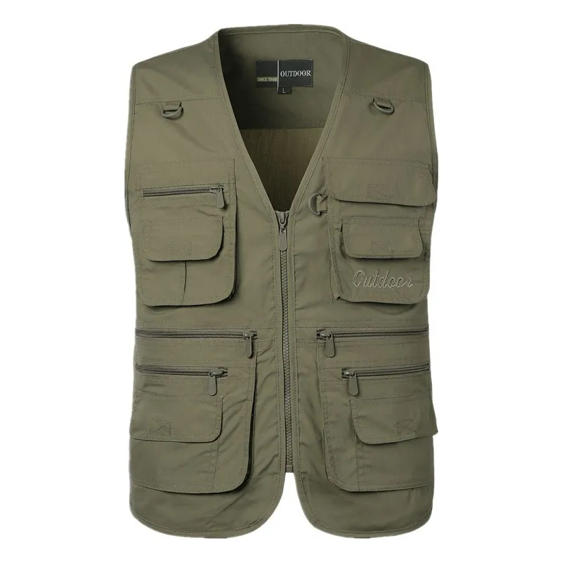 

Spring Men's Clothing Tactical Vest Fishing Vest Working Vest Luxury Man Jacket Men's Vest Cotton V Neck Loose Fit Outdoor Vest