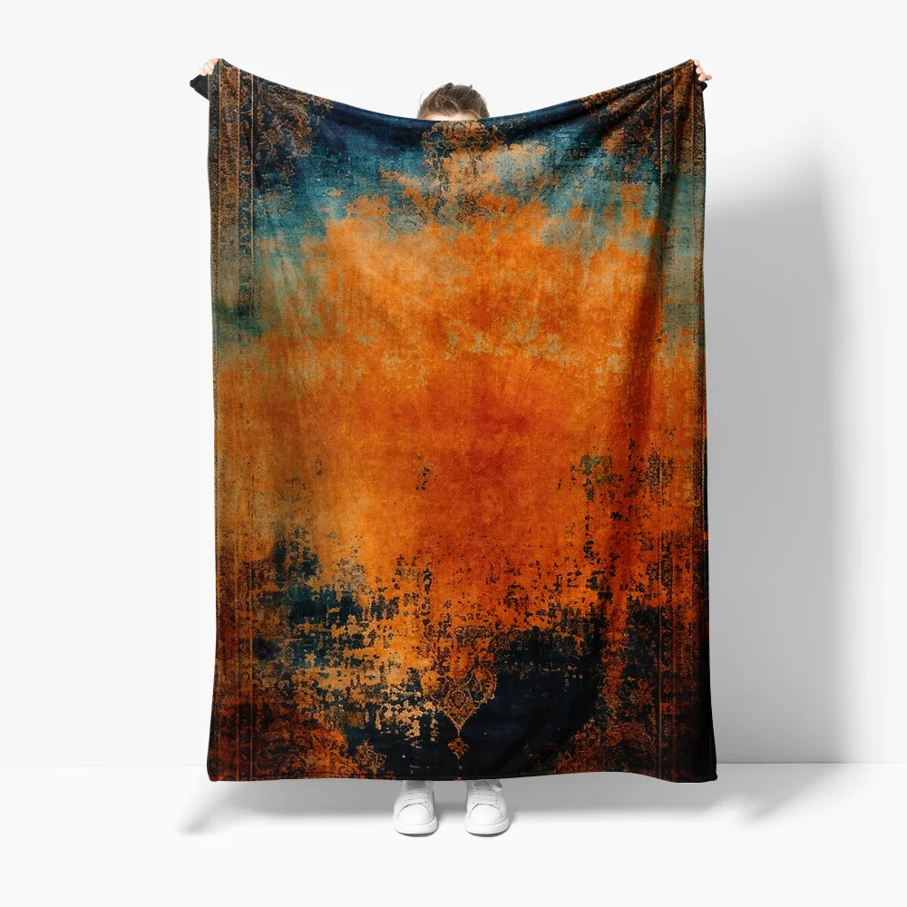 

Vintage Textured Dark Grey Blue Grey Abstract Wash Kilim Tribal Throw Blanket Sofa Bed Cover Cushion 130x180cm