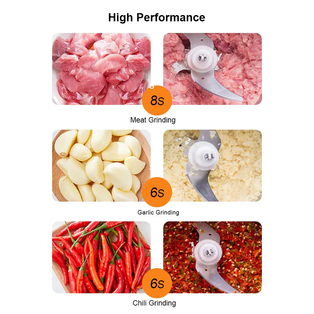 High Speed Multi Function 500W Food Processor Meat Grinder Portable Personal Mini Blender Mixer Juicer Dry Grinder 800ml Chopper