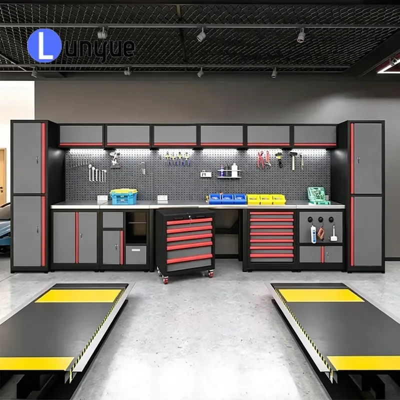 Heavy Duty Modular Garage Tool Storage System with Pegboard Workshop Workbench and Cabinet Combo for Auto Repair Shop