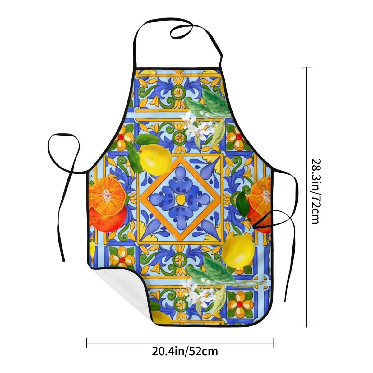 Custom Unisex Sicilian Tiles Summer Fruit Oranges Lemons Bib Apron Adult Women Men Chef Tablier Cuisine for Cooking Painting