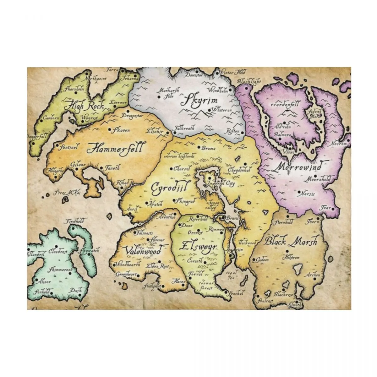 

Map of Tamriel Throw Blanket Winter beds Sofas Retros Furrys Blankets