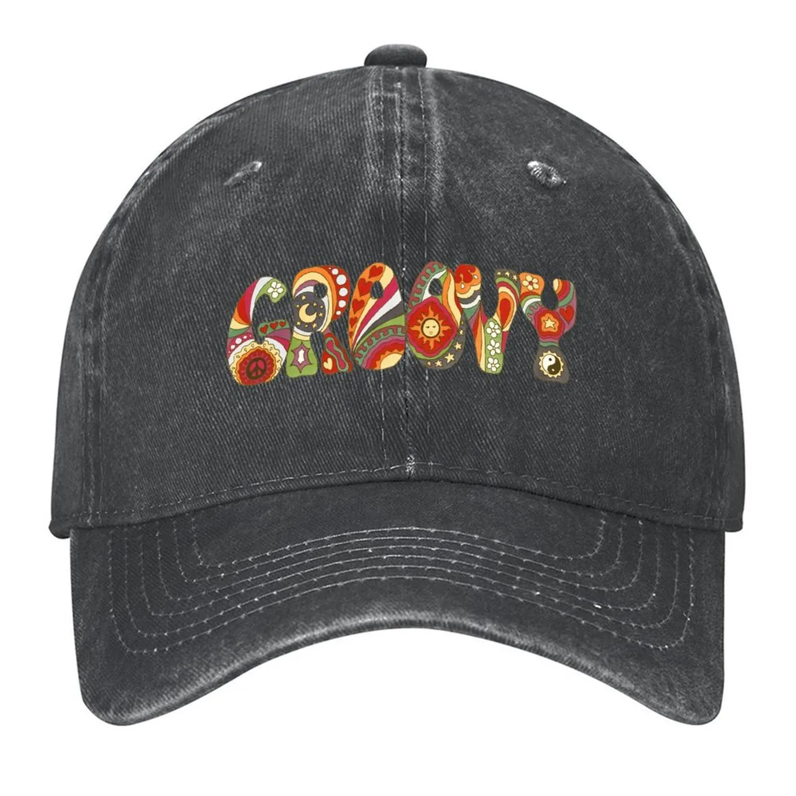 

Vintage Psychedelic Groovy Baseball Cap fishing hat fun hats Golf winter hats for men Girl Men's