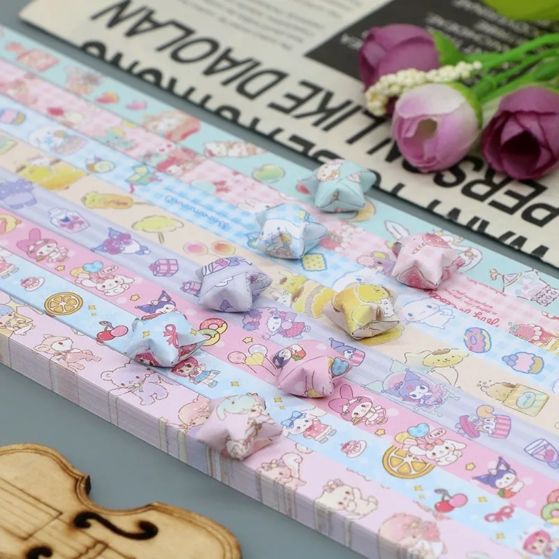 Sanrio Kuromi Star Origami Cartoon Lucky Star Handmade Paper Children Diy Colorful Wishing Small Five-pointed Star Girl Gift