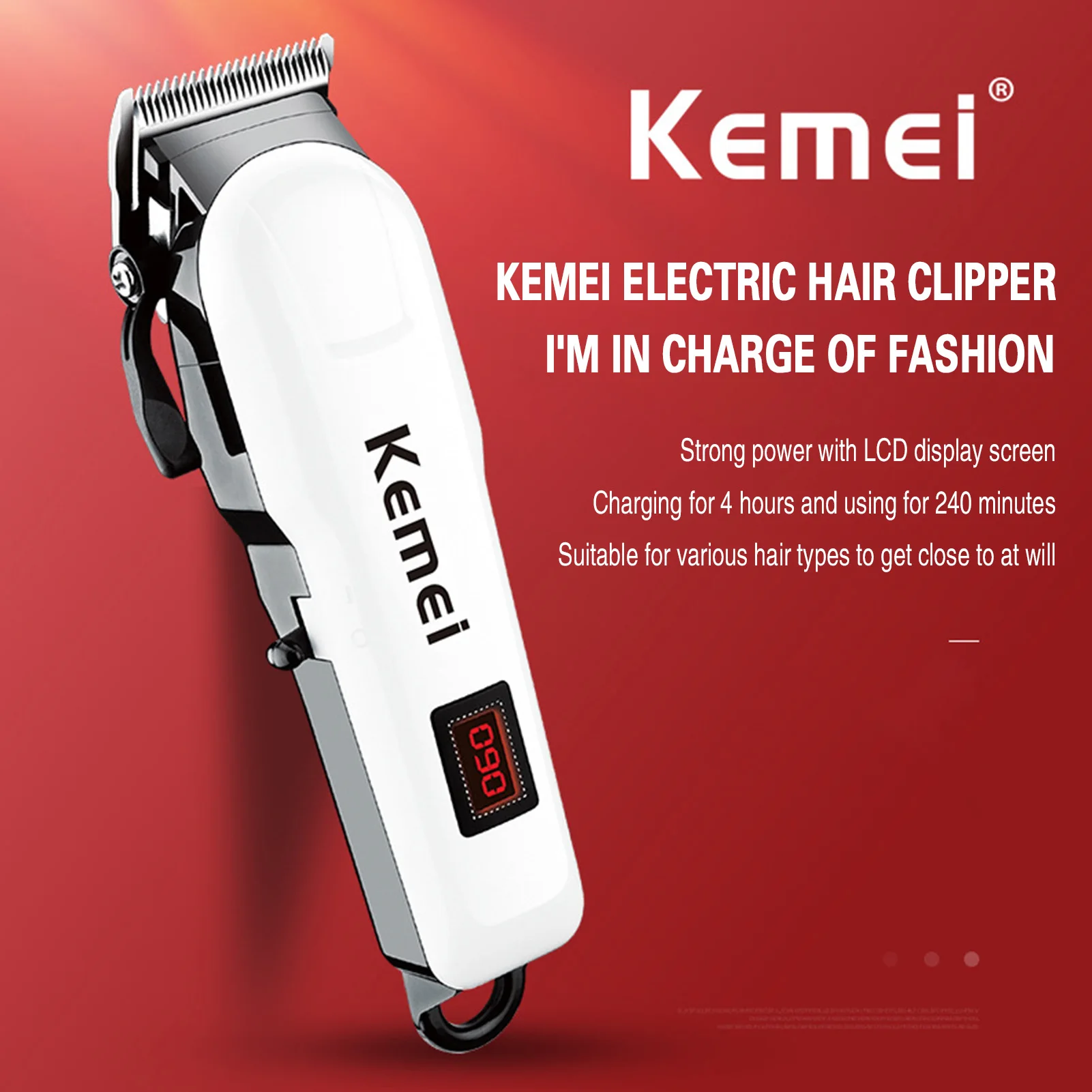 

Professional Barber Clippers Hair Trimmer with LCD Power Display for Haircut Beard Shaver Barbershop