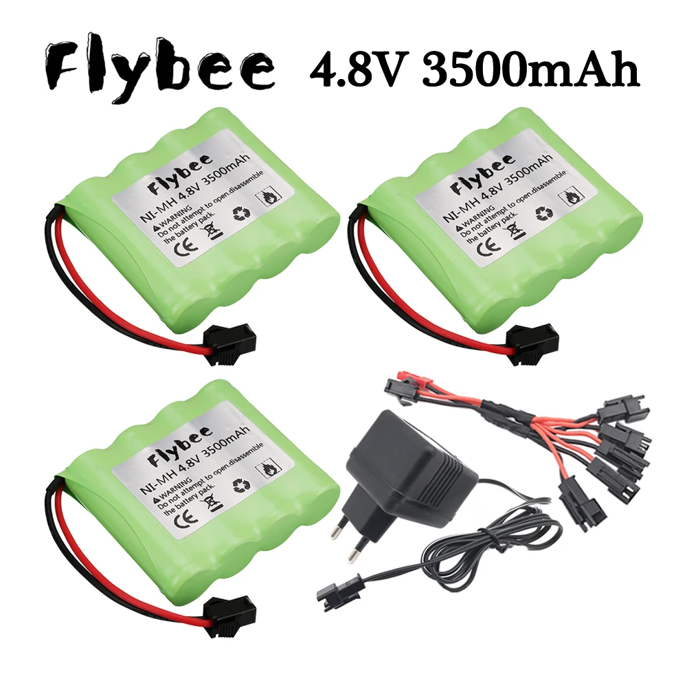 4,8 v Batterie Mit Ladegerät 3500mAh NiMH Batterie SM stecker Für Rc Autos Tanks Roboter Boot Schiff Spielzeug Pistole AA 4,8 v Akku