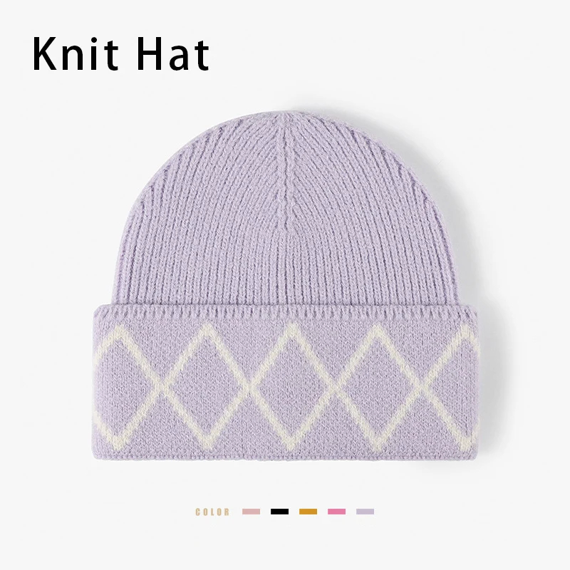 New Jacquard Knit Beanie Unisex Winter Hat Korean Style Minimalist Daily Basic Hat Soft Warm Stocking Cap For Men Women