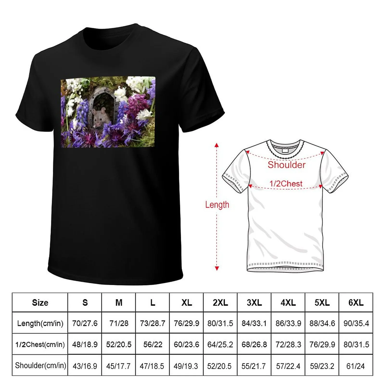 George the mouse with spring flowers 233 T-Shirt Casual Breathable Short Sleeve Top