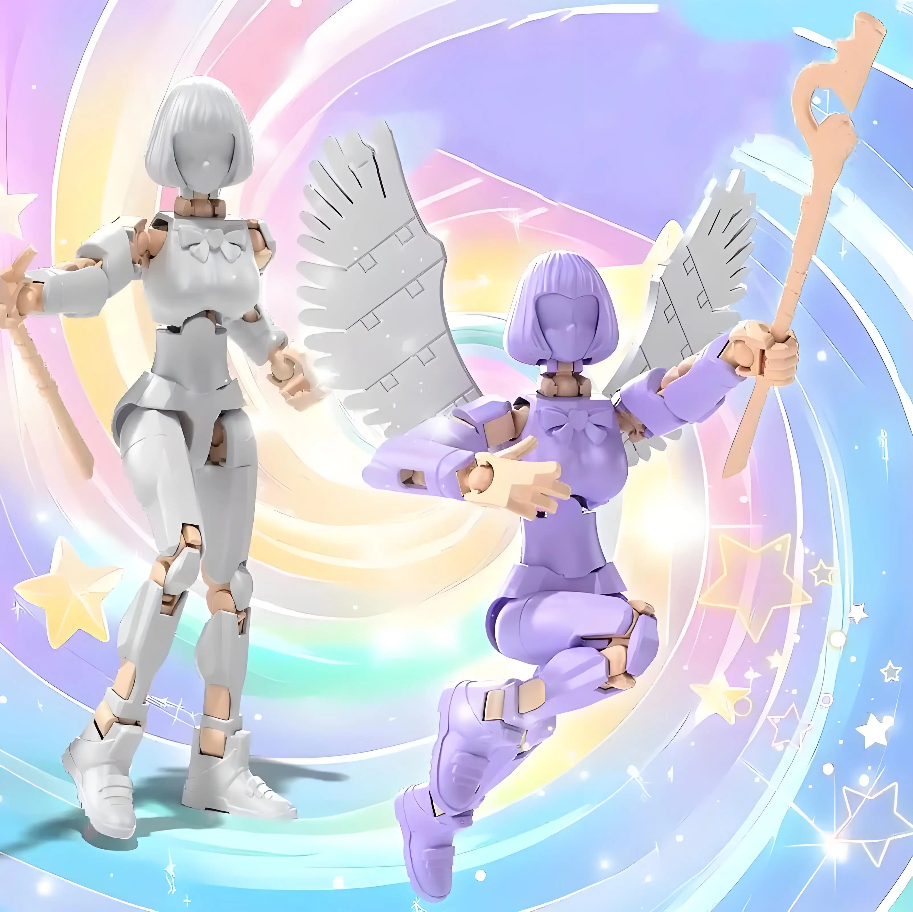 Magische JK Girl Anime Action Figure 3D Druck Multi-Gelenk Bewegliches Modell Zusammengebaute Dummy DIY Roboter Desktop Ornament Puppe Spielzeug