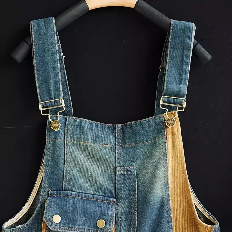 Denim Jumpsuits Vrouwen Patchwork Design Koreaanse Stijl Overalls Eendelige Outfit Vrouwen Rompers Casual Vintage Playsuits Harembroek