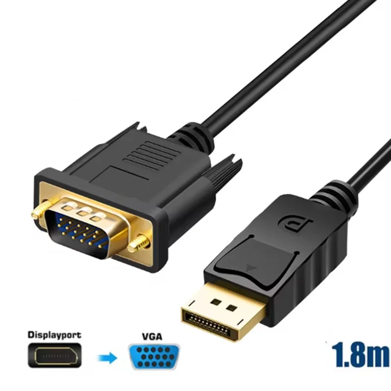 

1.8m HD 1080P Displayport DP to VGA Adapter Converter Cable DP Male TO VGA Converter for PC Computer TV Laptop Projector Monitor