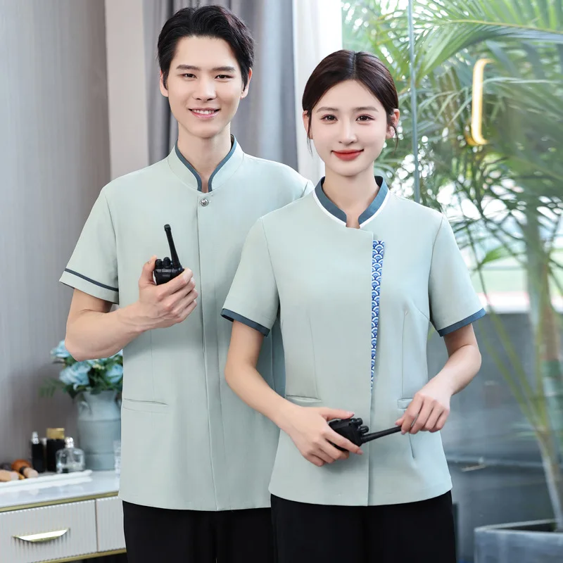 

Униформа для уборщиков гостиничных номеров, спецодежда для работников санитарных служб в торговых центрах и общественных местах, летняя модель с коротким рукавом