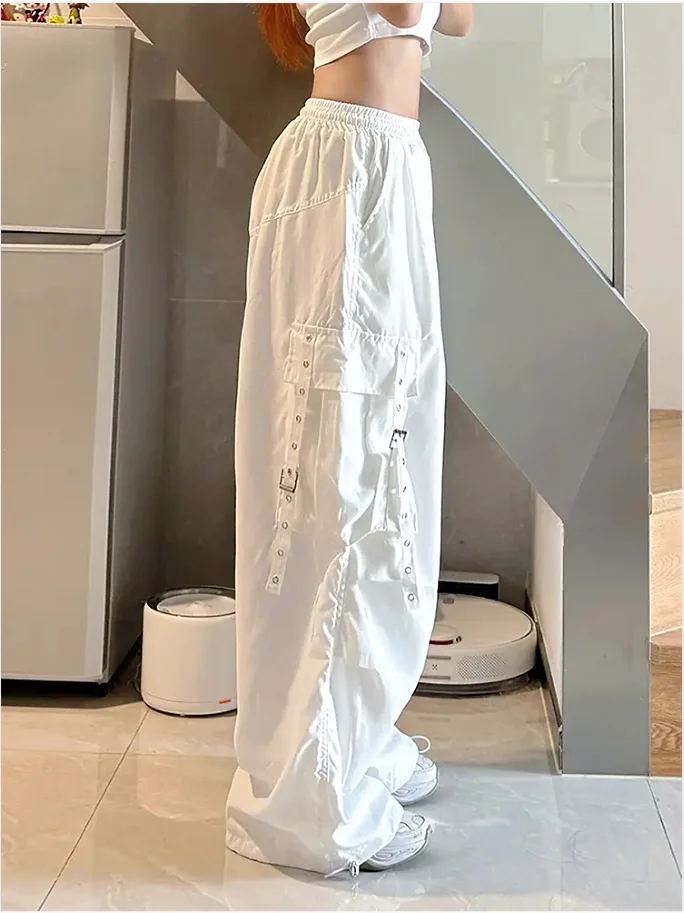 الأمريكية Sle الهيب هوب العمل السراويل الرجال عالية الخصر واسعة الساق الرقص السراويل متعددة كيتس الصيف الشارع تصميم السراويل عارضة