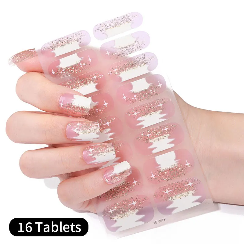 Semi Cured Nude Pink Glitter Gel adesivi per unghie marmo dorato colori sfumati Love Heart Nail Art Gel Nail Polish decalcomanie forniture