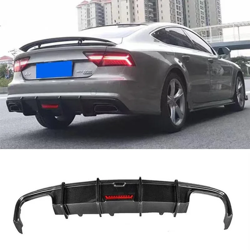 

New！ For Audi A7 S Line S7 C7.5 2016 2017 2018 Real Carbon Fiber Rear Diffuser Kit Lip Spoiler High Quality Refits Splitters