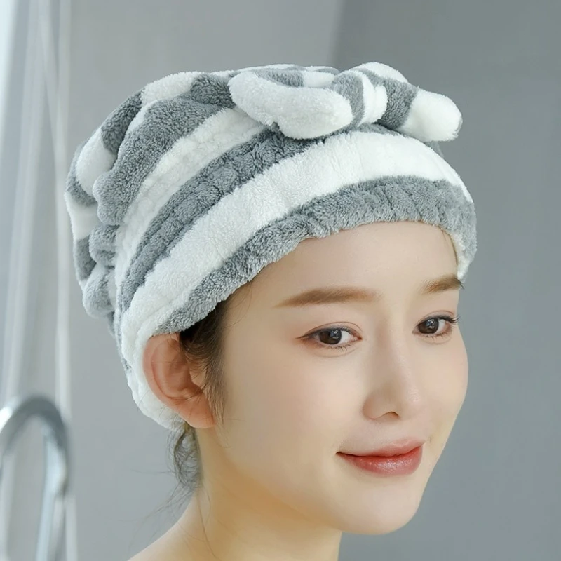 

Впитывающая быстросохнущая повязка на голову из кораллового флиса, двухслойное полотенце из микрофибры для сушки волос, шапочка для душа, уход за волосами, аксессуары для укладки