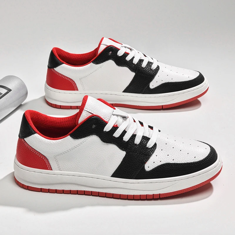 여름 두꺼운 밑창 캐주얼 컬러 블록 보드화 통기성 편안한 직조 신발끈 젊고 세련된 신발