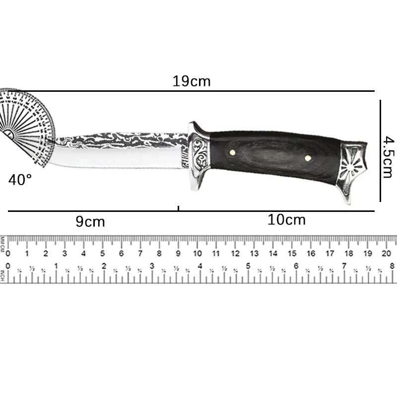 9.4 Inch EDC Camping Kitchen Knife Stainless Steel Outdoor Survival Knife With Scabbard Military Tactical Knife For Self Defense