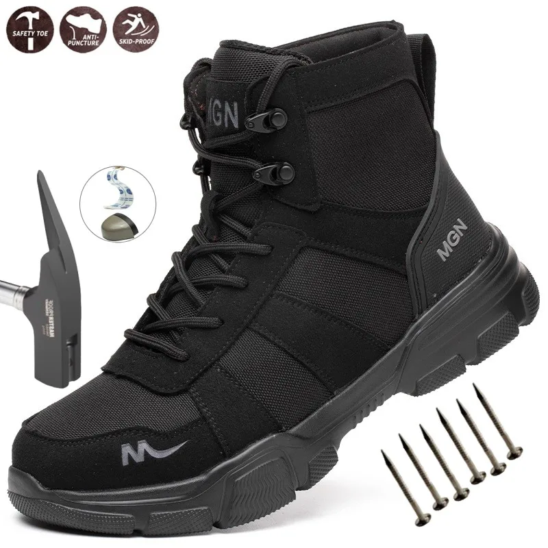 Work Boots Indestructible Safety Shoes Male Footwear Shoes Women Non Slip Work Shoes Men Steel Toe Shoes Puncture-Proof Sneakers