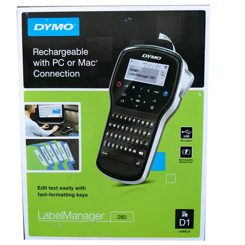 Dymo LM 160/Dymo280/Dymo210D  English hand-held Portable Label Maker Cable stickers label printer For D1 label tapes